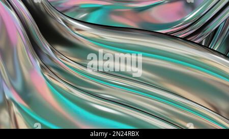 cyber pink metallic stage curtain beautiful curves abstract dramatic modern luxurious upscale 3D rendering graphic design element background material Stock Photo