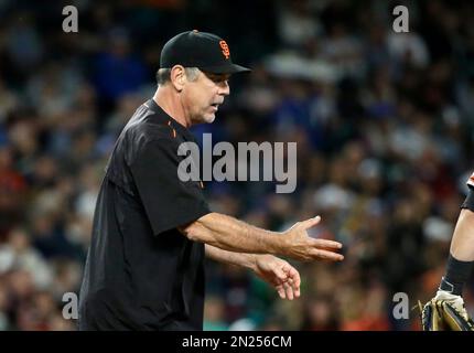 Giants manager Bruce Bochy in the dugout with his wife Kim Bochy News  Photo - Getty Images