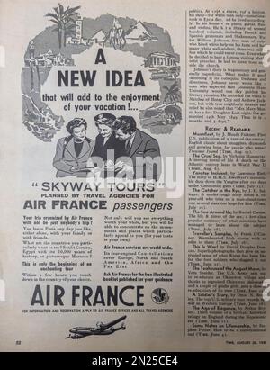Air France skyway tours advert in a magazine 1951 Stock Photo