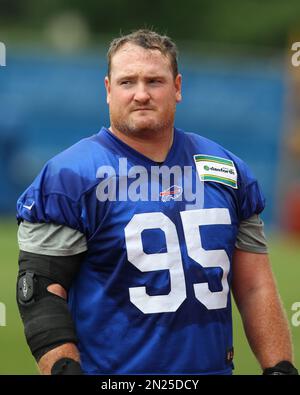 Buffalo Bills defensive tackle Kyle Williams performs drills during NFL  football minicamp in Orchard Park, N.Y., Wednesday, June 14, 2017. (AP  Photo/Bill Wippert Stock Photo - Alamy