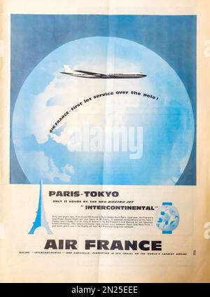 Air France Intercontinental travel advert in a magazine 1960 Stock Photo