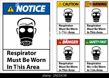 Respirators Must Be Worn In This Area Signs Stock Vector