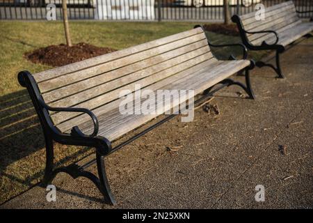 Public Bench Outdoors park woodend Stock Photo