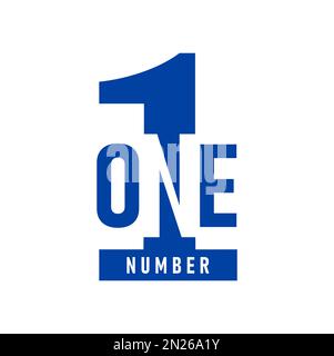 Number one icon, blue and white isolated vector emblem for winner appreciation, champion celebration, best quality label for company identity. First place achievement in contest or competition Stock Vector