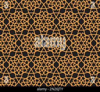 Mashrabiya arabesque arabic pattern. Seamless islamic background. Oriental geometric ornament, arabic mosaic mesh fabric print, textile vector pattern or turkish ethnic line wallpaper or cover Stock Vector
