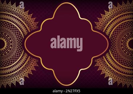 This stunning design features a luxurious Islamic background with a magnificent golden mandala ornament. Perfect for a variety of uses, from wall art Stock Vector