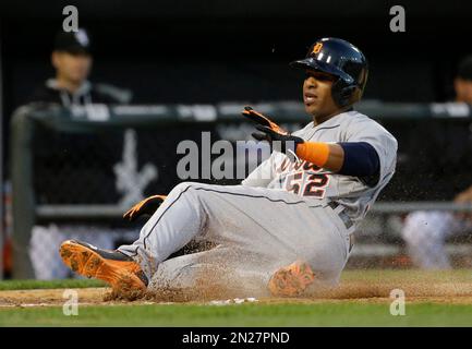 23 June 2015: Detroit Tigers Left field Yoenis Cespedes (52) [6997] at bat  during the game between the Detroit Tigers and Cleveland Indians at  Progressive Field in Cleveland, OH. Detroit defeated Cleveland