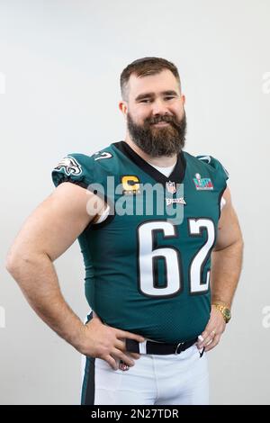 Philadelphia Eagles center Jason Kelce poses for a portrait at NFL football  Super Bowl 57 opening night, Monday, Feb. 6, 2023, in Phoenix. The Kansas  City Chiefs will play the Philadelphia Eagles on Sunday, Feb. 12. (AP Photo/Doug  Benc Stock Photo