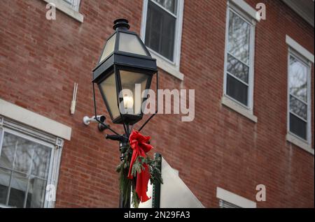 Street lamp post electricity in city Stock Photo