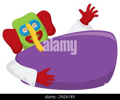 Festive and colorful Marimonda character from Barranquilla's Carnival holding an empty sign template. Stock Vector