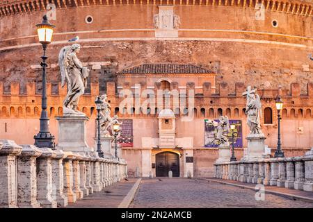 Castel Sant'Angelo and Ponte Sant'Angelo in Rome, Italy Stock Photo