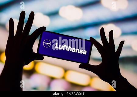 Brazil. 06th Feb, 2023. In this photo illustration, the Deutsche Lufthansa AG logo is displayed on a smartphone screen. Credit: SOPA Images Limited/Alamy Live News Stock Photo