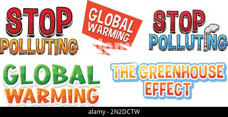 Set of global warming banner sign illustration Stock Vector Image & Art ...