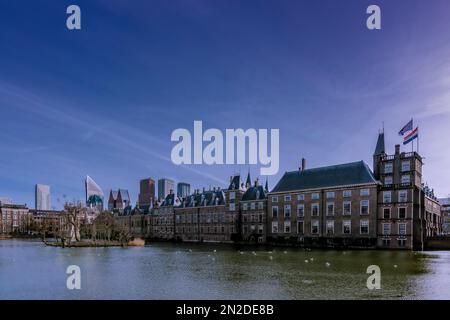 Binnenhof at dusk, seat of the Dutch Parliament, The Hague, Netherlands Stock Photo