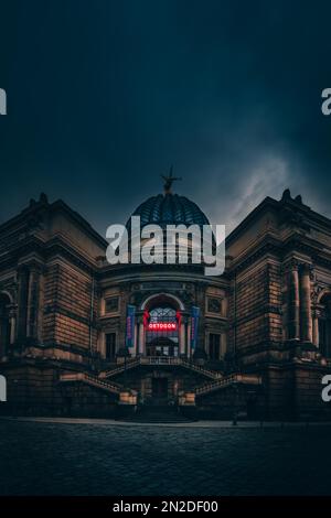Art Gallery in the Lipsius Building, morning and dramatic shot, illuminatedGeorgentor, Dresden, Saxony, Germany Stock Photo