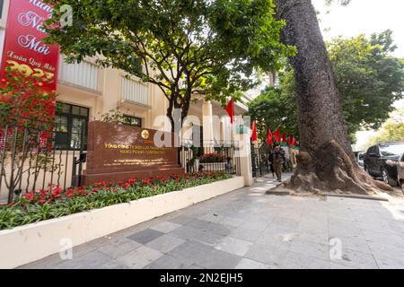 Hanoi, Vietnam, January 2023.  external view of the   Hanoi Power Corporation headquarers building in the city center Stock Photo