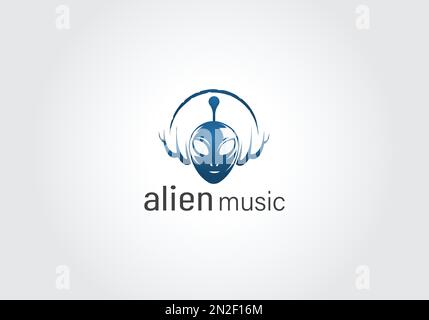 Alien Music Logo Template Design Vector, Emblem, Design Concept, Creative Symbol, Stock Vector