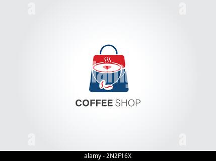 abstract coffee shop logo with bag concept Stock Vector