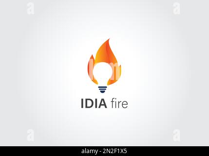 Fire Vectors Burn Negative Space, Light bulbs, Unique Logo Design Templates Abstract Smart Energy Emblems Stock Vector