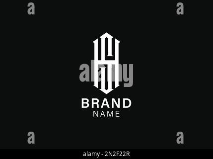 Alphabet SH or HS illustration monogram vector logo template in white color and black background Stock Vector