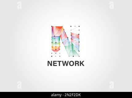 Connect Line Letter N Logo Design Template Element Stock Vector