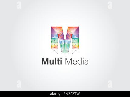 Connect Line Letter M Logo Design Template Element Stock Vector