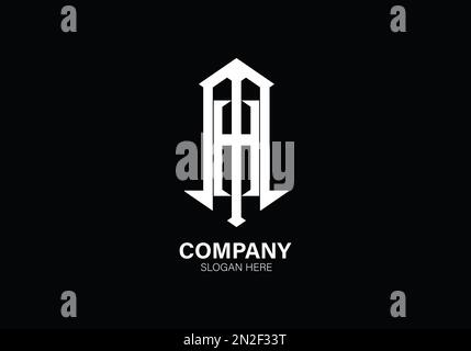 Alphabet MH or HM illustration monogram vector logo template in silver color and black background Stock Vector
