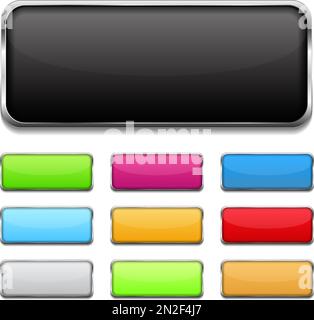 Buttons with metallic frame, vector eps10 illustration Stock Vector