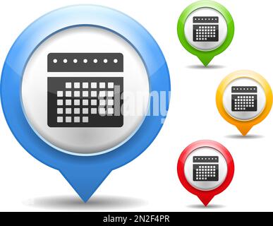 Map marker with icon of a calendar, vector eps10 illustration Stock Vector