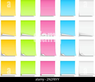 Set od different colored post-it notes, vector eps10 ilustration Stock Vector