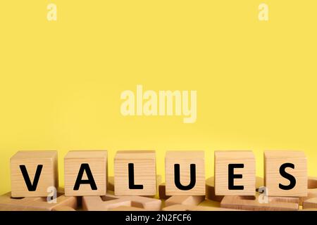 Cubes with word VALUES on wooden letters Stock Photo