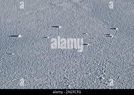 soft snow surface patterns in winter on hillside Stock Photo