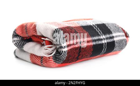 Stylish soft checkered plaid on white background Stock Photo