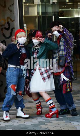 Young Japanese crowed in Harajuku, Tokyo, Japan. Stock Photo