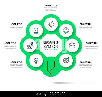 Infographic template with icons and 7 options or steps. Tree. Can be used for workflow layout, diagram, banner, webdesign. Vector illustration Stock Vector