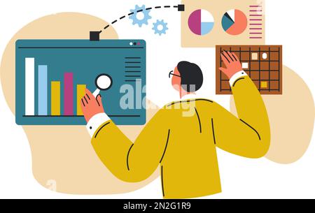 Business development and working on statistics Stock Vector