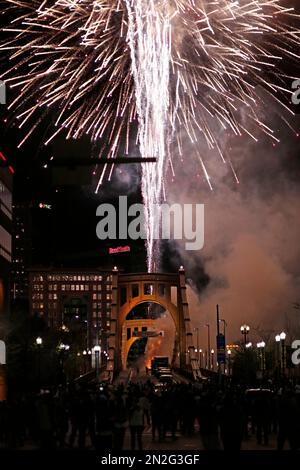 Pnc Park Fireworks In Gold by RJ Stein Photography