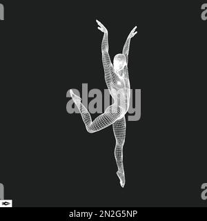 Gymnast. Man. 3D Model of Man. Human Body Model. Gymnastics Activities for Icon Health and Fitness Community. Vector Illustration. Stock Vector