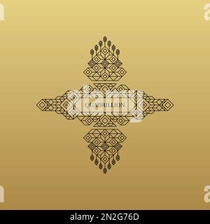 Geometric Frame with Space for Text. Vintage Decoration Element in Mono Line Style. Line Art Design for Invitations, Posters and Labels. Vector Linear Stock Vector