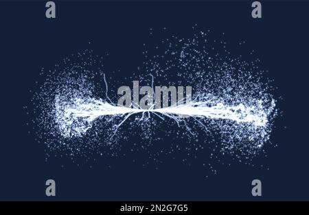 Electricity lighting effects. Array with Dynamic Particles. 3d Futuristic technology style. Abstract Background. Glowing points. Vector Illustration. Stock Vector