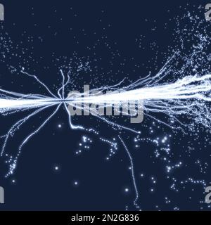 Electricity lighting effects. Array with Dynamic Particles. 3d Futuristic technology style. Abstract Background. Glowing points. Vector Illustration. Stock Vector