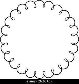Premium Vector  Doodle circle scalloped frame hand drawn scalloped edge  ellipse shape simple round label form flower silhouette lace frame vector  illustration isolated on white background