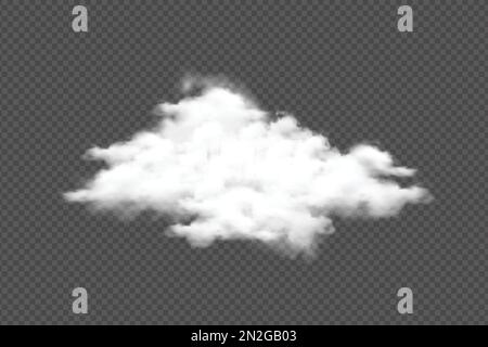 Realistic thick cloud vector for template decoration or manipulation designs. White clouds are isolated on a transparent background for storm or sky c Stock Vector