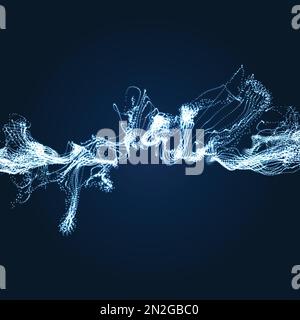 Electricity lighting effects. Array with Dynamic Particles. 3d Futuristic technology style. Abstract Background. Glowing points. Vector Illustration. Stock Vector