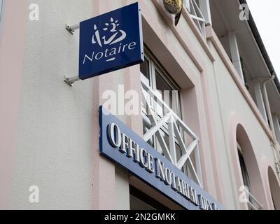 Bordeaux , Aquitaine  France - 30 01 2023 : Notaire office notarial french notary blue entrance brand facade with text sign and logo on wall building Stock Photo