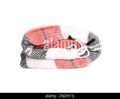 Stylish soft checkered plaid on white background Stock Photo