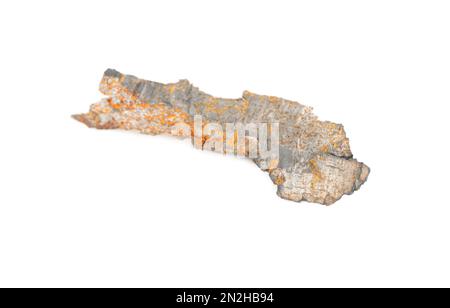 Rusty shrapnel from a Russian grad projectile isolated on a white background Stock Photo
