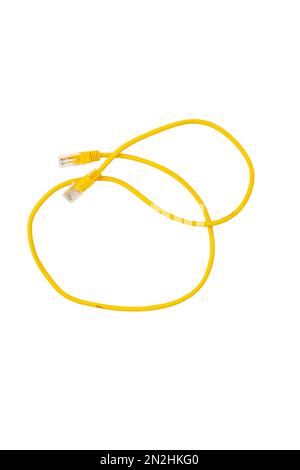 Network cable with two sides RJ45 plug isolated on white background Stock Photo
