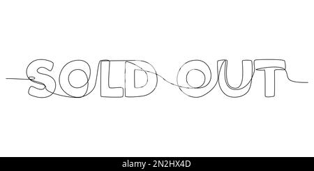 One continuous line of Sold Out word. Thin Line Illustration vector concept. Contour Drawing Creative ideas. Stock Vector