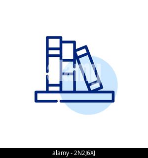 Books on a bookshelf. Pixel perfect, editable stroke line icon Stock Vector